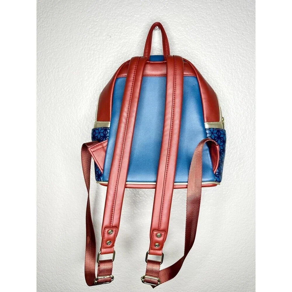 Loungefly Mini Backpack Bag Womens Blue Red Marvel Geometric Faux Leather Disney